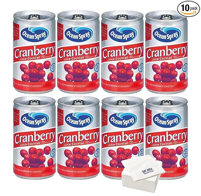 Ocean Spray Cranberry Juice (7.2 fl. oz. Cans / 8 Pack) with Bay Area Marketplace Napkins