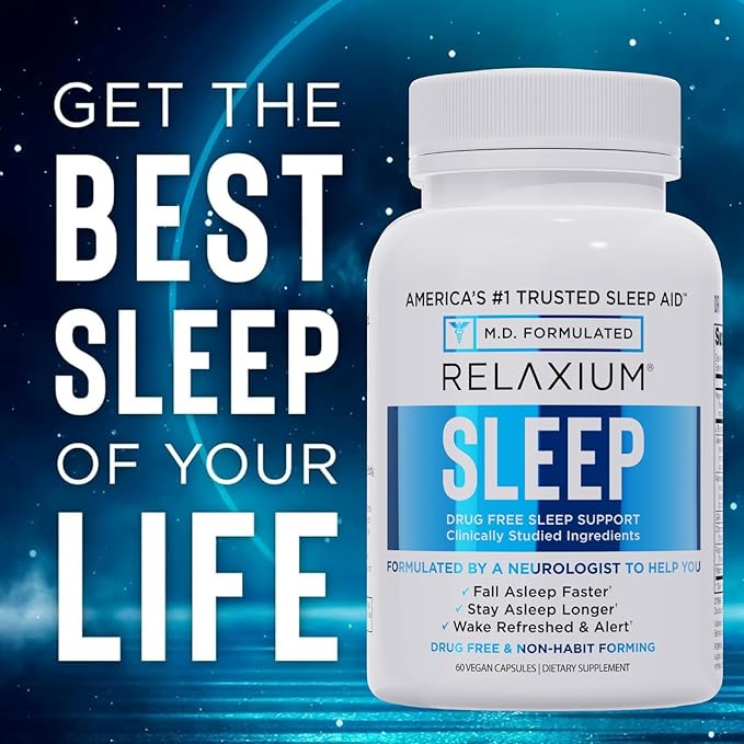Relaxium Sleep Aid – Professional Strength Formula for Adults | 5mg Melatonin Magnesium Glycinate Valerest &amp Ashwagandha | Non-Habit Forming Sleep Support | 60 Capsules 30-Day Supply
