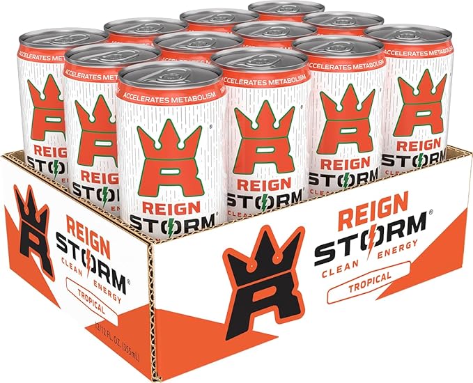 REIGN Storm Tropical Fitness &amp Wellness Energy Drink 12 Fl Oz | Pack of 12