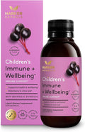 Children's Immune + Wellbeing Herbal Syrup Daily Immunity with Elderberry Echinacea &amp Olive Leaf High Absorption Elderberry Flavor Plant-Based - 5.1 Fl oz (30 Servings)