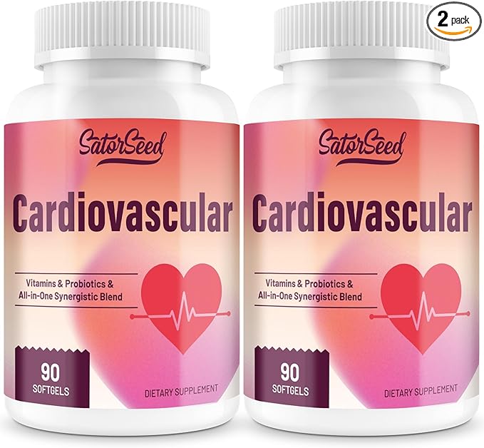 Cardiovascular Supplement 3000MG Multi-Vitamins Probiotics Omega-3 &amp CoQ10 Synergistic Blend for Adults (2 Bottle)