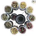 Smoke Camp Crafts Loose Leaf Herbal Tea Gift Set with Stainless Steel Infuser 10 Unique Flavors Handcrafted USDA Organic Tisane Tea Sampler Pack of 10 Jars