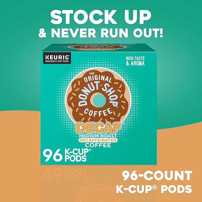 The Original Donut Shop Decaf Keurig Single-Serve K-Cup Pods Medium Roast Coffee 96 Count