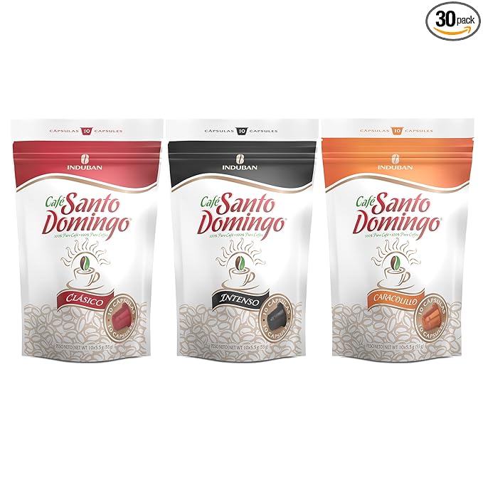 Santo Domingo Coffee Capsules Bundle: Classic Intenso Peaberry – 30 Count Variety Pack - Compatible with Nespresso Original Brewers · Products from the Dominican Republic