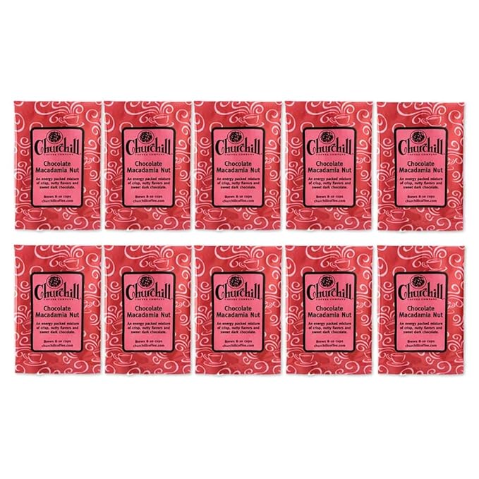 Churchill Coffee Chocolate Macadamia Nut 10 Portioned Packs-1.5 oz each - Ground - Flavored Coffee