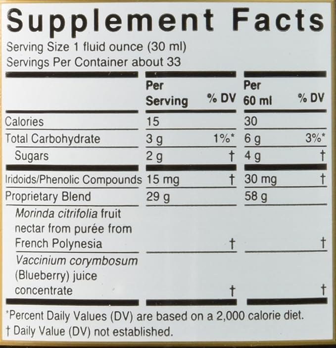 TAHITIAN NONI Juice by Morinda Original and Authentic Noni Fruit Puree from Tahiti with Natural Blueberry &amp Grape (Resveratrol) All-Natural Daily Wellness Drink - Single One Liter Juice Bottle