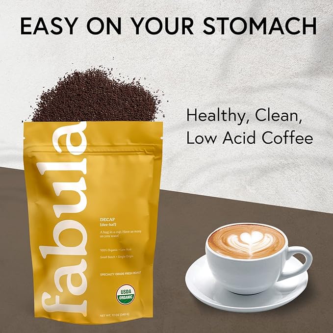 Fabula Organic Coffee Freshly Grounded - Medium and Decaf Dark Roast - 2 Bag Bundle