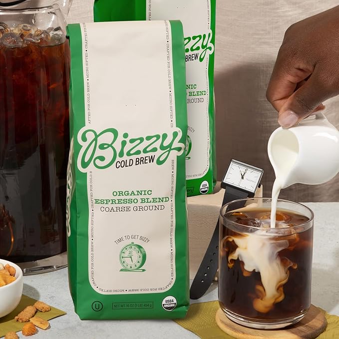 Bizzy Organic Cold Brew Coffee | Bundle | Coarse Ground Coffee | Dark &amp Bold 1 LB + Espresso Blend 1 LB | 2 Pack