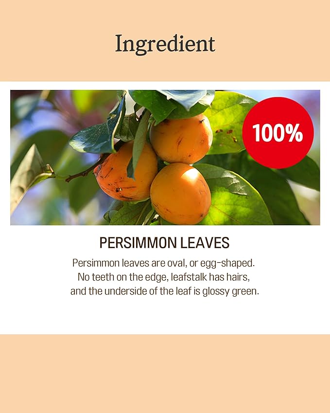 Ssanggye Persimmon Leaf Tea 1.0g x 100 Tea Bags Bulk Size Premium Korean Herbal Hot Cold Hygienic Single Tea Vitamin Mineral Content Herb Soft Taste Traditional Oriental 감잎차 4 Seasons Made in Korea