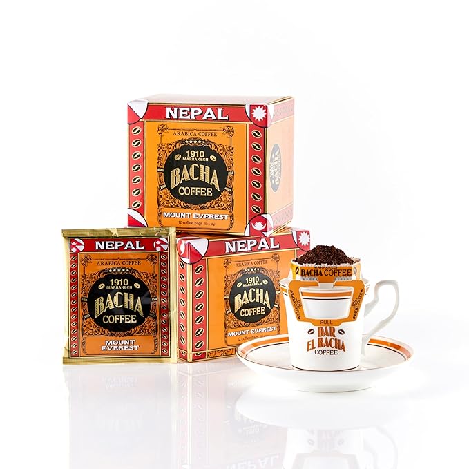 Bacha Coffee | Mount Everest Nepal Single Origin Arabica 100% Arabica Specialty Coffee 12 Coffee Drip Bags Gift Box