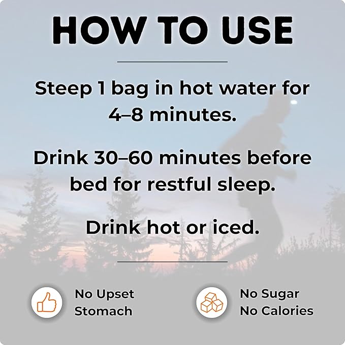 Rest &amp  Recover Sleep Tea by Long Run Co. – Caffeine‑Free Herbal Tea with Melatonin (25 Tea Bags) – All Natural Better Sleep &amp Recovery Wake Up Refreshed [6mg Melatonin Peach Cobbler]