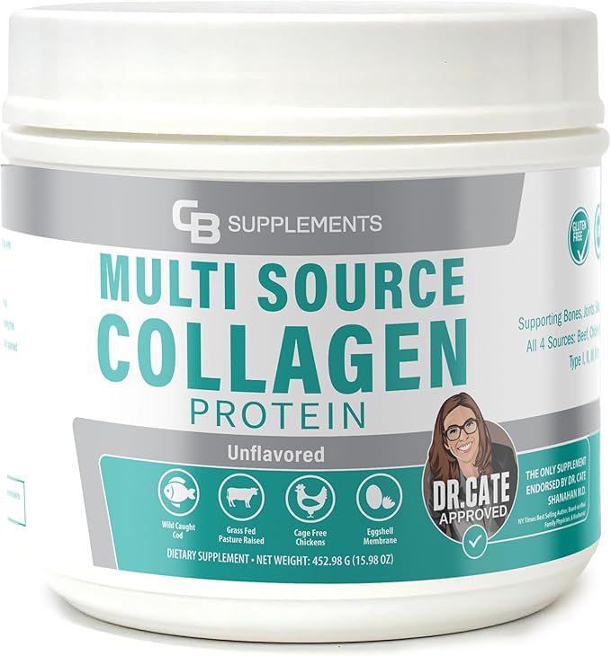 CB Supplements Multi Collagen Protein – Hydrolyzed Collagen for Joint Skin Gut Hair &amp Nail Health – Unflavored Powder with Types I II III V &amp X – Grass-Fed &amp Clean – 58 Servings