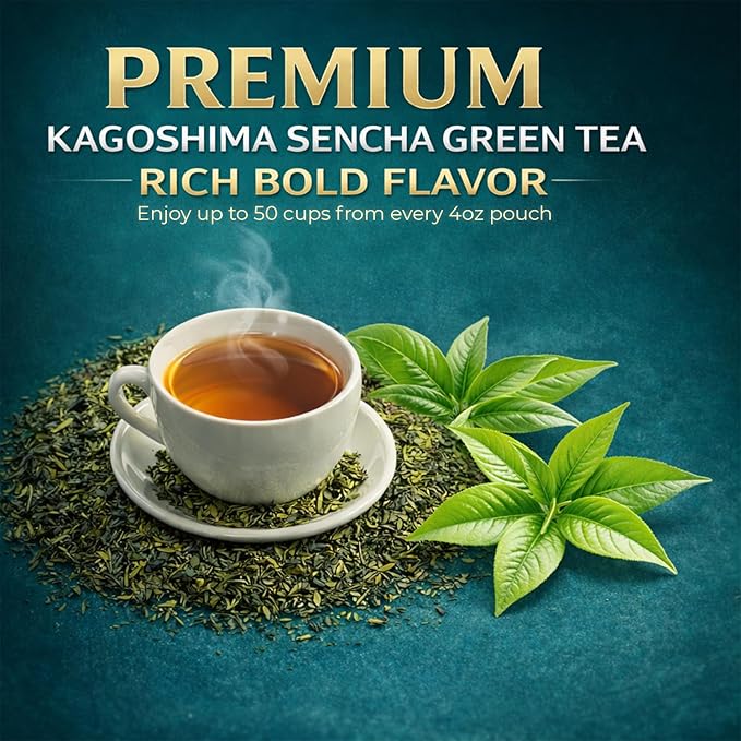 Japanese Sencha Green Tea Organic Loose Leaf Sencha Tea – Antioxidant &amp Detox Support – Refreshing Hot or Iced Green Tea – 4 oz Resealable Bag (Makes 50 Cups) – The Elegant Elephant