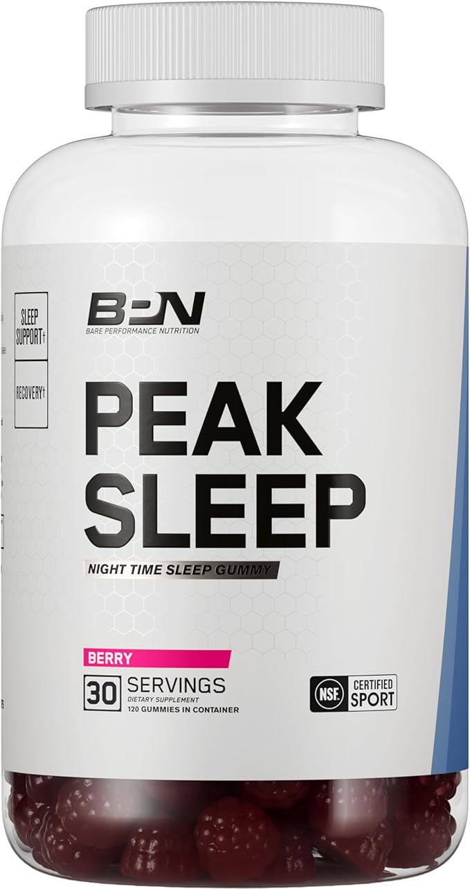 BARE PERFORMANCE NUTRITION BPN Peak Sleep Gummy Sleep Aid &amp Recovery Support Supplement 30 Servings Berry