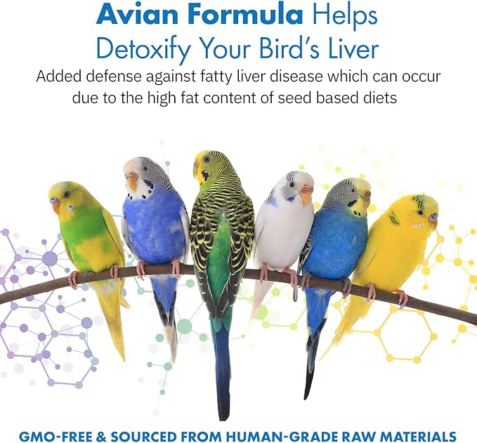 Avian Milk Thistle + Dandelion Root Dietary Supplement for Parrots All-Natural Liver Formula (120 Servings)