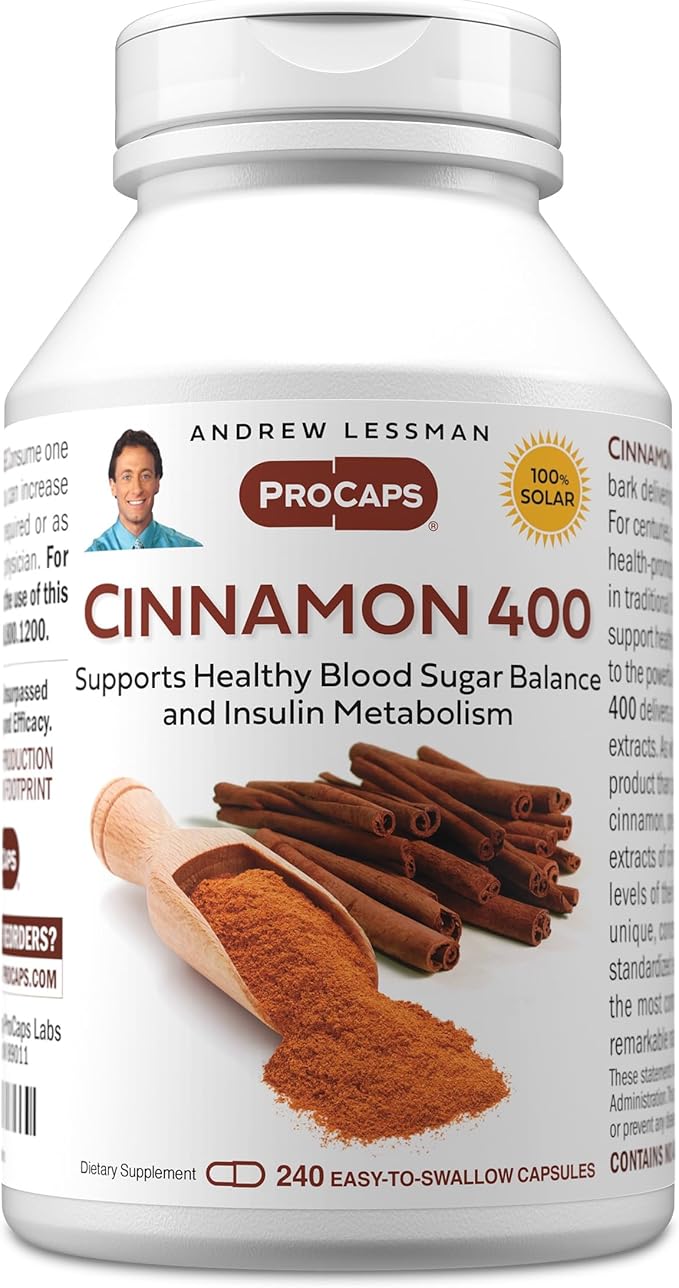 ANDREW LESSMAN Cinnamon 400mg - 240 Capsules - High Potency Standardized Extract. No Additives. Small Easy to Swallow Capsules