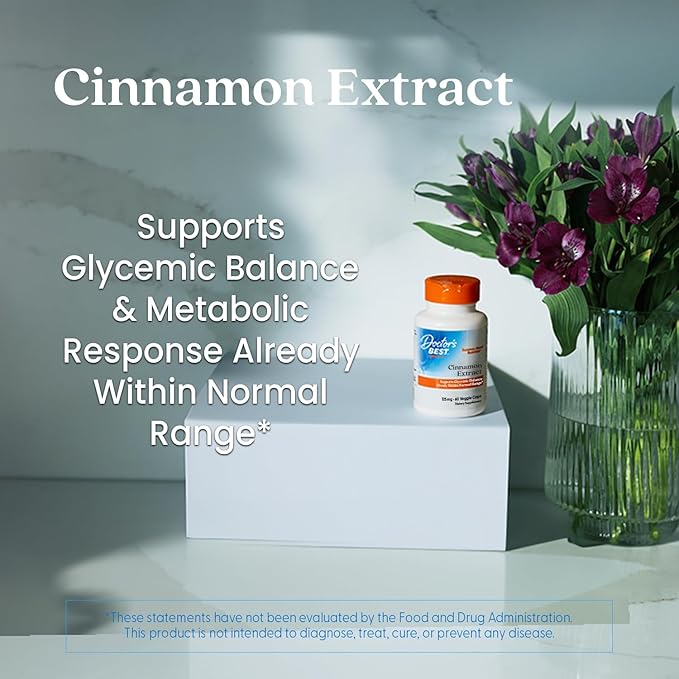 Doctors Best Cinnamon Extract with CinSulin Supports Glycemic Balance &amp Metabolic Response Already Within Normal Range Non-GMO Gluten Free Soy Free Vegan 120 Veggie Caps