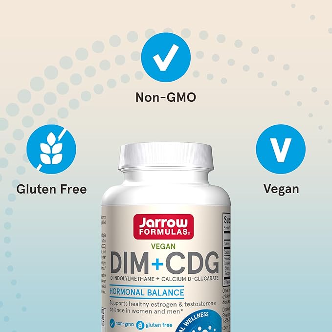 Jarrow Formulas - DIM + CDG Veggie Capsules - - DIM &amp CDG Supplement - for Hormone Balance - Non-GMO - Gluten Free30 Count (Pack of 2)