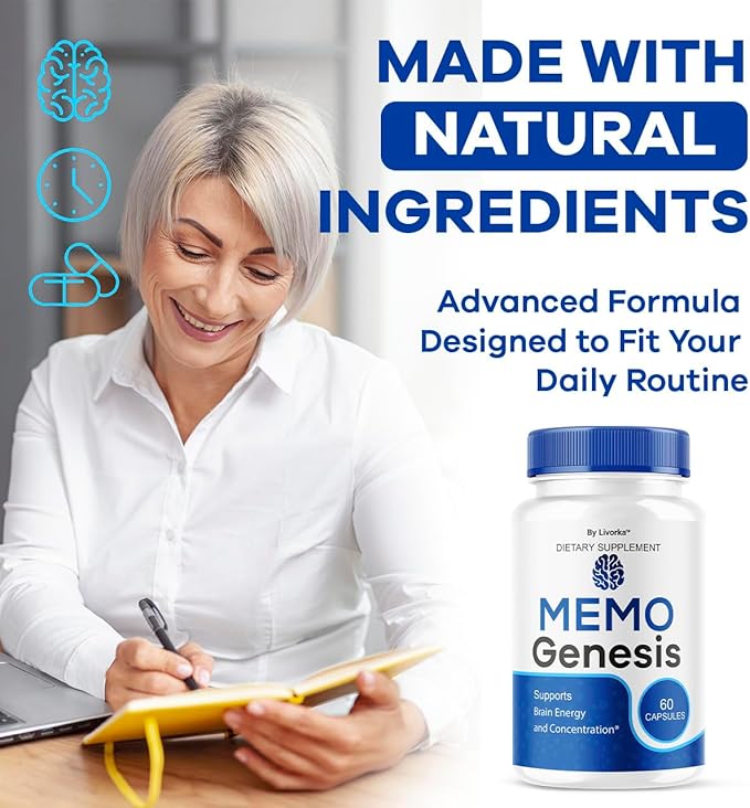 (5 Pack) Memo Genesis Capsules - Original MemoGenesis Brain Health Daily Support Pills Natural Advanced Formula Cognitive Health &amp Function to Help Maintain Clarity Focus 300 Capsules for 5 Month