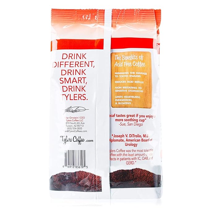 Tyler’s Ground Coffee - 100% Arabica Full Flavor Decaffeinated 12 oz (Pack of 2)