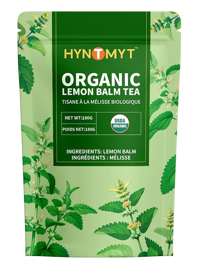 HYNTMYT Organic Lemon Balm Tea Bags Natural USDA Organic Lemon Balm Herbal Tea Caffeine Free 120 Count