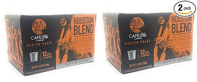 Cafe Ole HEB Single Serve Coffee Pods 12 count - 2 boxes (Houston Blend)