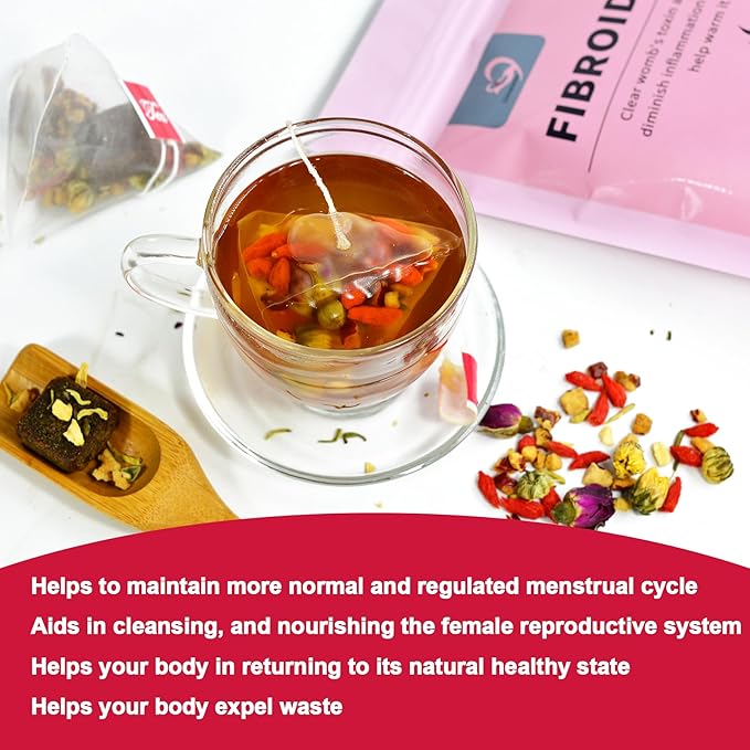 Aromlife Organic Fibroid Tea Packs Of 5 for Women Fibroids Shrinks &amp Ovarian Cysts Relief Natrual Fertility Tea for Women Balances Hormones Womb Tea with Brown Sugar and Flos Lonicerae