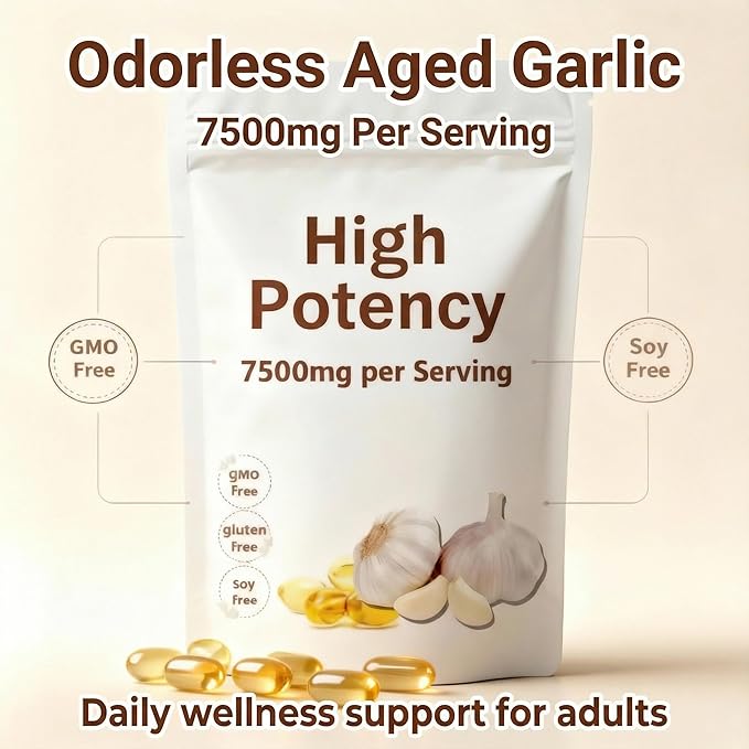 Primus Aged Garlic Extract 7500mg Odorless –200 Softgels | Organic Non-GMO Gluten-Free | Daily Immune for Adults(1pcs)