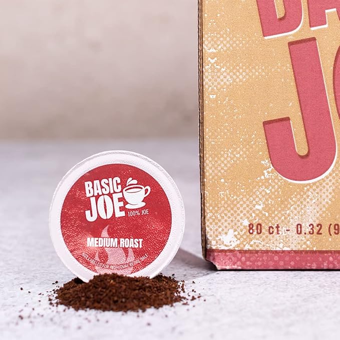Basic Joe Medium Roast Coffee Pods - 80 Count | Single Serve K-Cup Compatible Pods | 100% Arabica | Balanced Everyday Roast | Made in USA