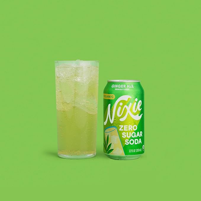 Nixie Organic Zero Sugar Soda Root Beer &amp Ginger Ale 0 Sugar 0 Calories Healthy Soda Pop Non-GMO 12oz Cans (24 Pack)