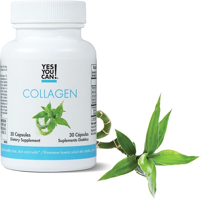 Yes You Can! Collagen Capsules Dietary Supplement to Promote Healthy Hair Skin and Nails 290 mg Bovine Collagen Vitamin A Vitamin D3 Zinc and Copper 30 Capsules
