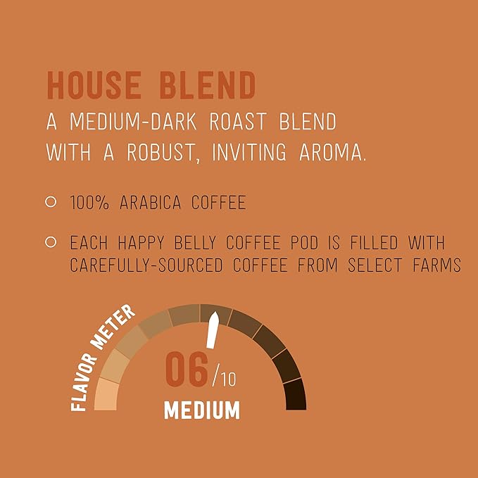 Happy Belly an Amazon Brand -Medium Roast Coffee Pods House Blend Compatible with Keurig 2.0 K-Cup Brewers 100 Count