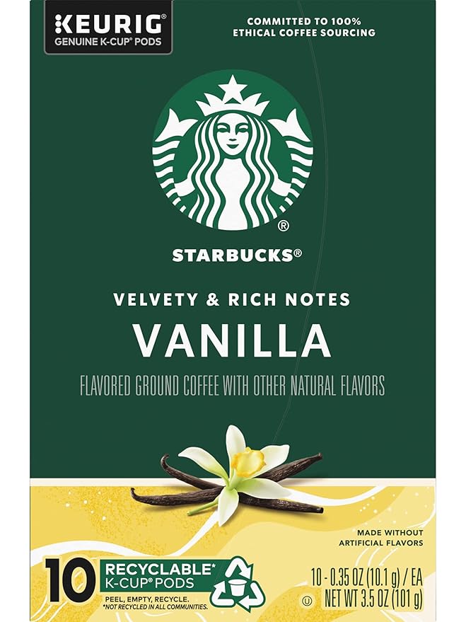 Starbucks Flavored Coffee K-Cup Pods Vanilla Flavored Coffee Made without Artificial Flavors Keurig Genuine K-Cup Pods 10 CT K-Cups/Box (Pack of 3 Boxes)