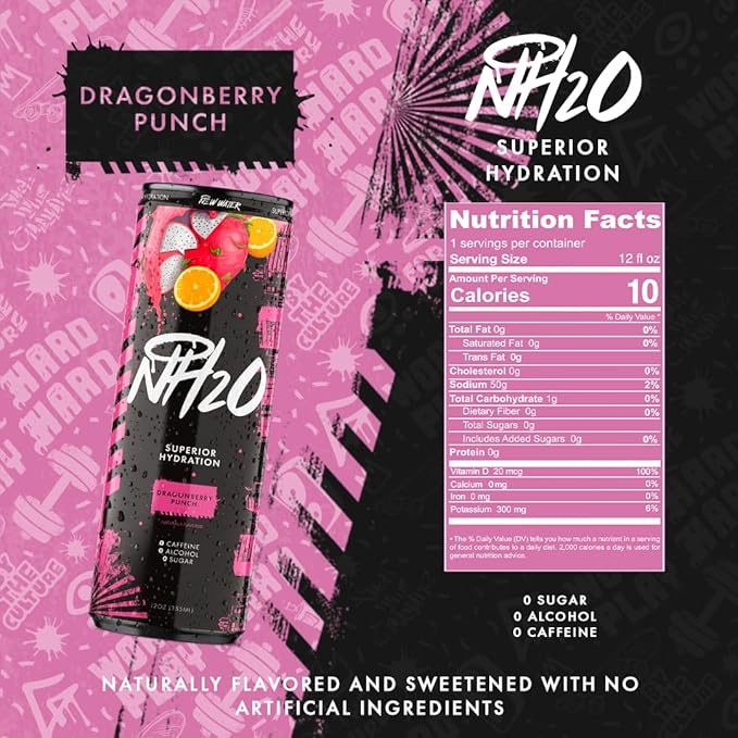 NH2O Superior Hydration Drink Naturally Flavored Zero Sugar Zero Caffeine Zero Alcohol 12 fl oz 3 Flavor Variety Pack