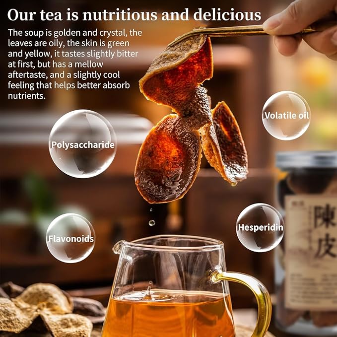 Hee Creek Dried Tangerine Peel 2.12oz/60g Matured Mandarin Peel Chen Pi Dried Citrus Peel Xinhui Tangerine Orange Peel Sulfur Free No Additives 新会陈皮