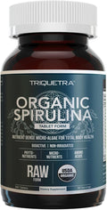 Organic Spirulina Tablets (360 Tablets) - Made with Parry® Spirulina The Best Spirulina in the World Highest Nutrient Density - Non-Irradiated 3 Organic Certifications (90 Servings)