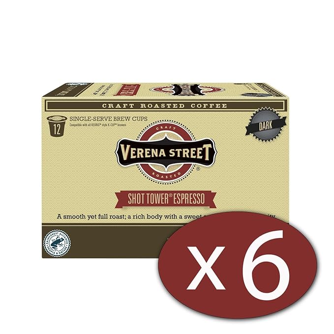 Verena Street Single Cup Pods (72 Count) Dark Roast Shot Tower Espresso Rainforest Alliance Certified Arabica Coffee