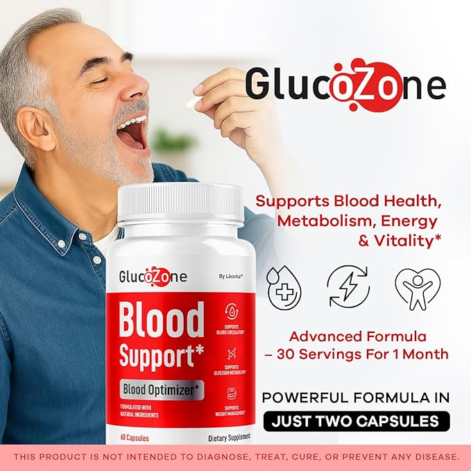 GlucoZone Blood Support - GlucoZone Capsules Support Optimizer Supplement All Natural Advanced Formula Pills Premium Vitamins for Health &amp Wellness 60 Capsules for 1 Month