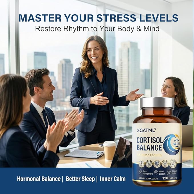 Cortisol Supplements for Women &amp Men High Strength Formula for Stress Management Mood &amp Relaxation Vegan Non-GMO Gluten Free 120 Capsules