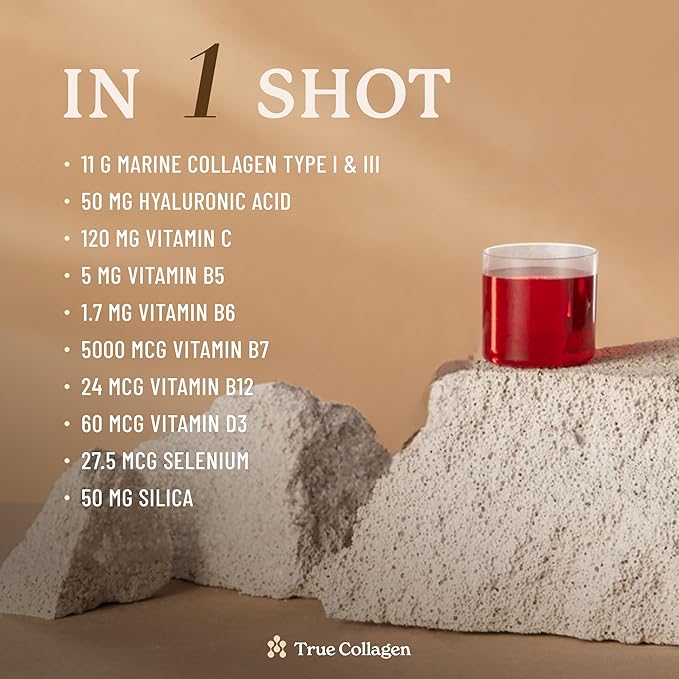 True Collagen Marine | 11000 mg Hydrolyzed Collagen Liquid Supplement - 2 x 500 ml (1000 ml) 40 Day Supply | Hyaluronic Acid Biotin and Vitamin C for Healthy Hair Skin and Nails | Sugar-Free