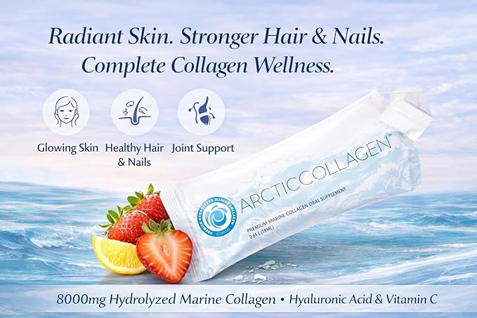 Liquid Marine Collagen Peptides for Women Men – 8000mg Hydrolyzed Collagen Liquid Supplement with Biotin &amp Vitamins for Hair Growth Skin Nails &amp Joints Lemon Flavor Sugar-Free 14 Sachets