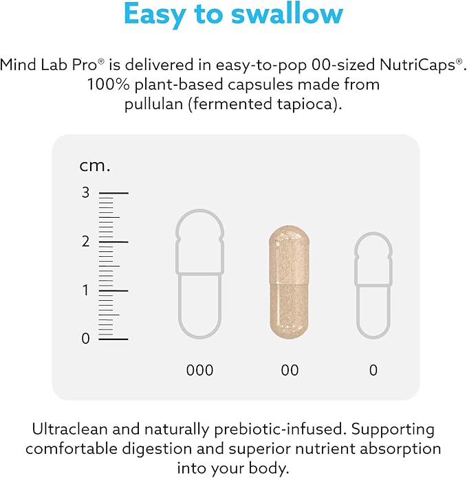 Mind Lab Pro® MLP® v4 Universal Nootropic™ Brain Booster Supplement for Focus Memory Clarity Energy - 60-Count - Plant-Based Naturally Sourced Memory Vitamins for Better Brain Health Made in USA