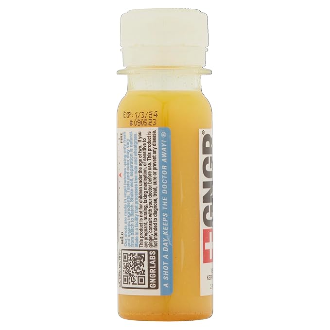 +GNGR Vitamin D Shot – Organic Cold-Pressed Ginger shot with Turmeric Pineapple Passion Fruit Juice. Wellness shot with Vegan Vitamin D3 for Joint Bone and Immune Support. 2 fl oz (Pack of 12)