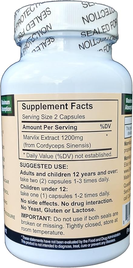 with Cordyceps Sinensis Mushroom Supports Heart Lungs Kidneys Liver - Pure Potent and Bioavailable - 120 Capsules