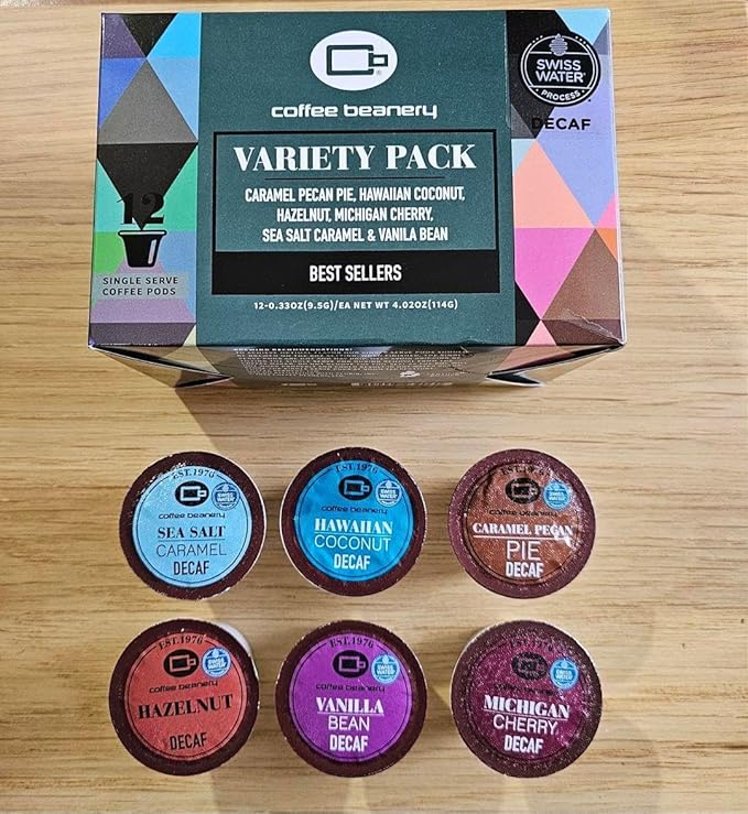 Decaf CB Variety Coffee Pod Variety Pack of Decaf Coffee Pods by Coffee Beanery | 12ct Medium Roast Arbica Coffee
