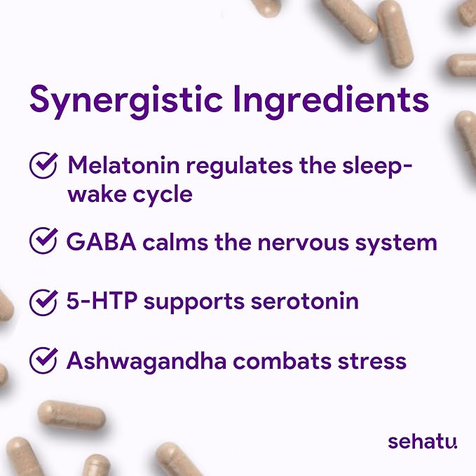 Sleep Plus Supplement | with Melatonin GABA Ashwagandha 5-HTP | for Men and Women Seeking a Healthy Sleep-Wake Schedule and A Relaxed Mood | 60 Count | 60 Day Supply