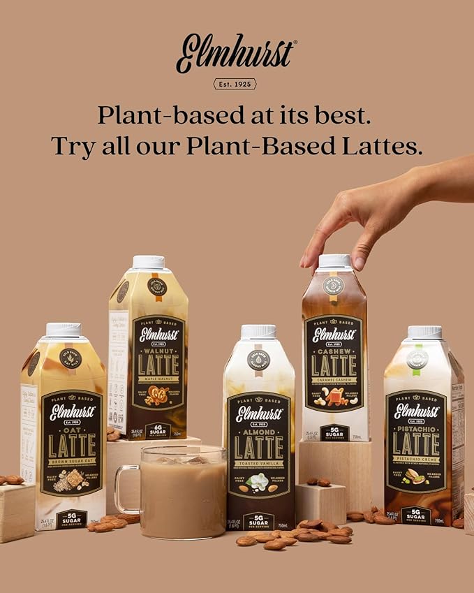 Elmhurst 1925 Maple Walnut Latte – Plant-Based Vegan Dairy-Free Plant Milk Latte Made of Walnut Milk Cold Brew Premium Arabica with 95mg Caffeine &amp Real Maple &amp Brown Sugar – 25.4oz (Pack o