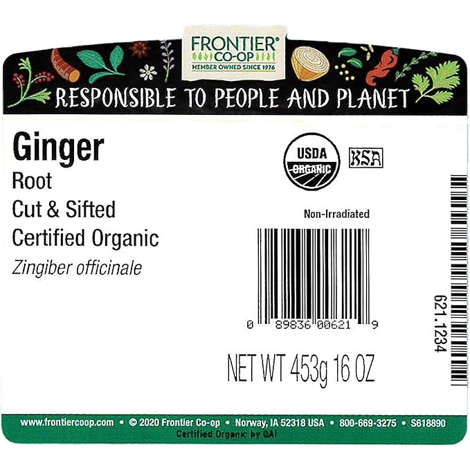 Frontier Cut and Sifted Certified Natural Products Bulk Ginger Root 16 Ounce