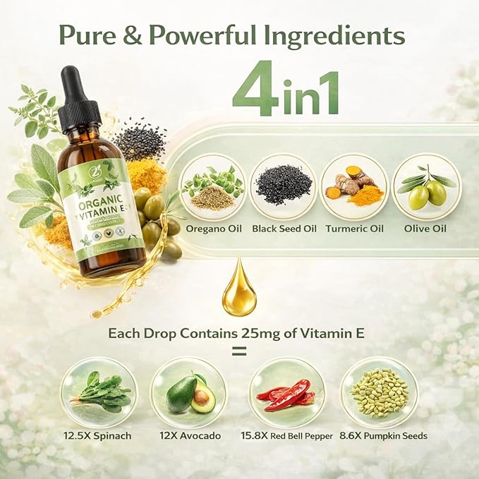 Oregano Oil Organic Drops - 80% Carvacrol Extra Strength &amp Undiluted - with Black Seed Oil Turmeric &amp Vitamin E - Oil of Oregano Supplement for Immune and Digestive Support - Vegan 2 Fl Oz