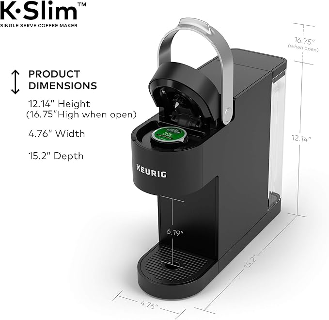 Keurig K-Slim Single Serve Coffee Maker with Folgers Black Silk Dark Roast Coffee 72 K-Cup Pods